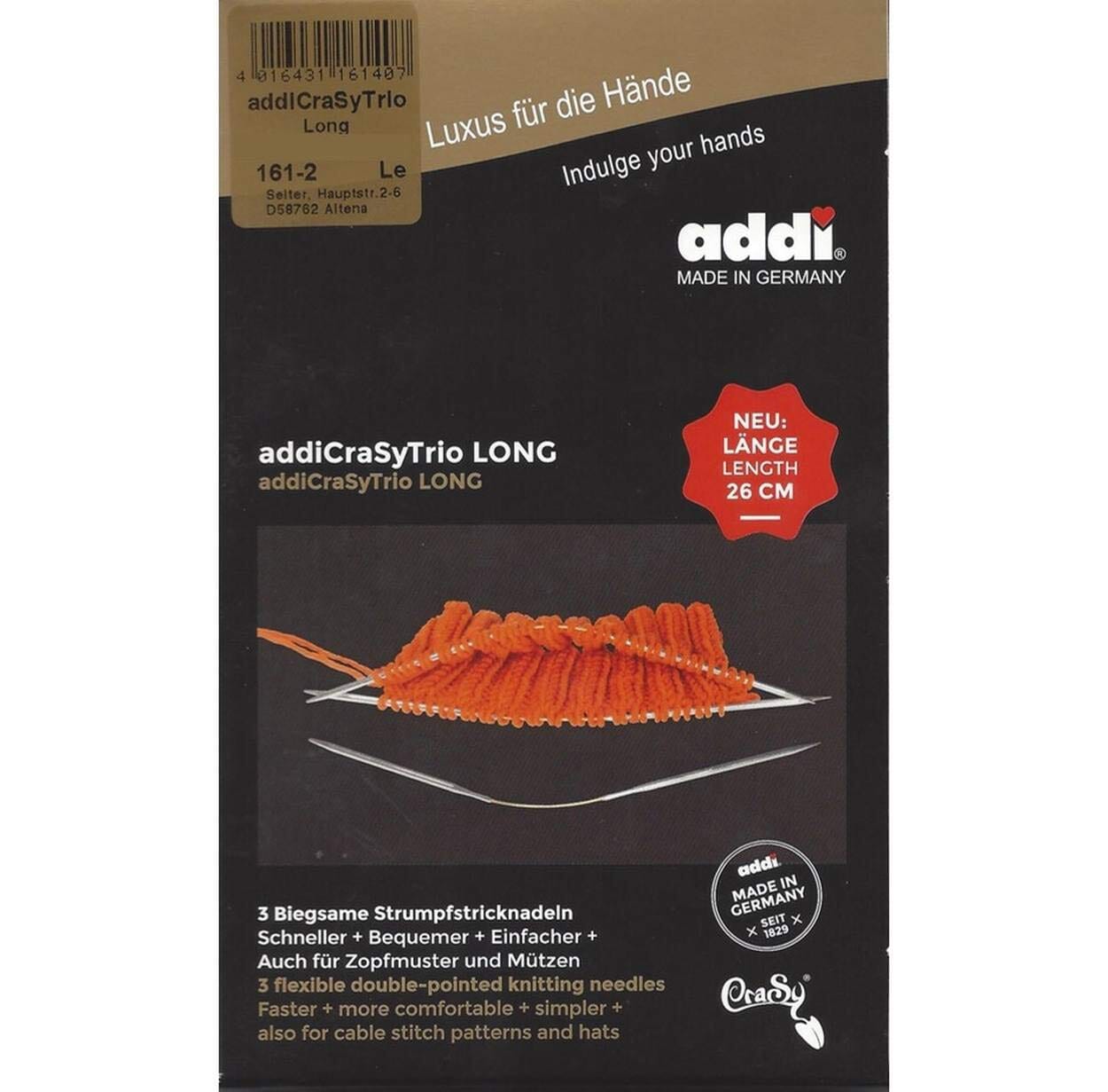 Aiguilles à Tricoter Addi Crasy Trio Double Point 21 Cm - 2,75 Mm - Idéales Pour Chaussettes Et Petits Projets Circulaires