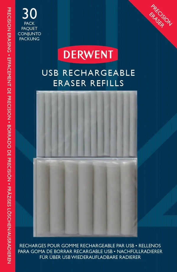 Derwent Electric USB Rechargeable Eraser Refills - 30 Pack