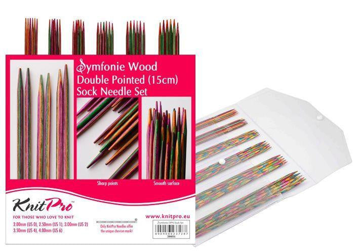 Knit Pro Symfonie Double Pointed Needles - 15cm, 3.25mm, Multi-Color Birchwood