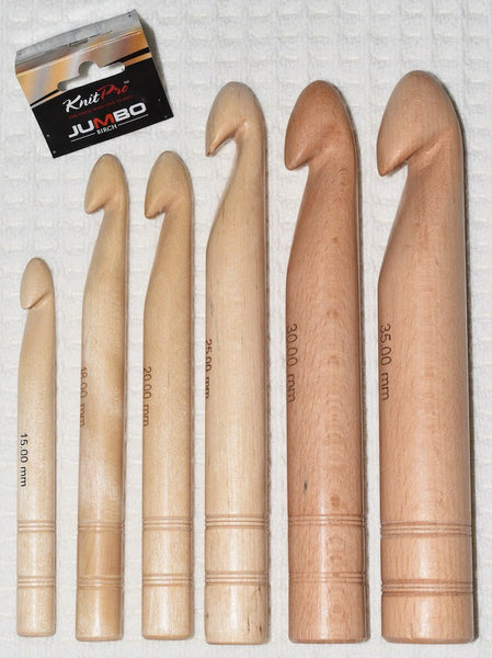 KnitPro Jumbo Birch Wood Crochet Hook (15mm-35mm) | KNITTING CO. - 1