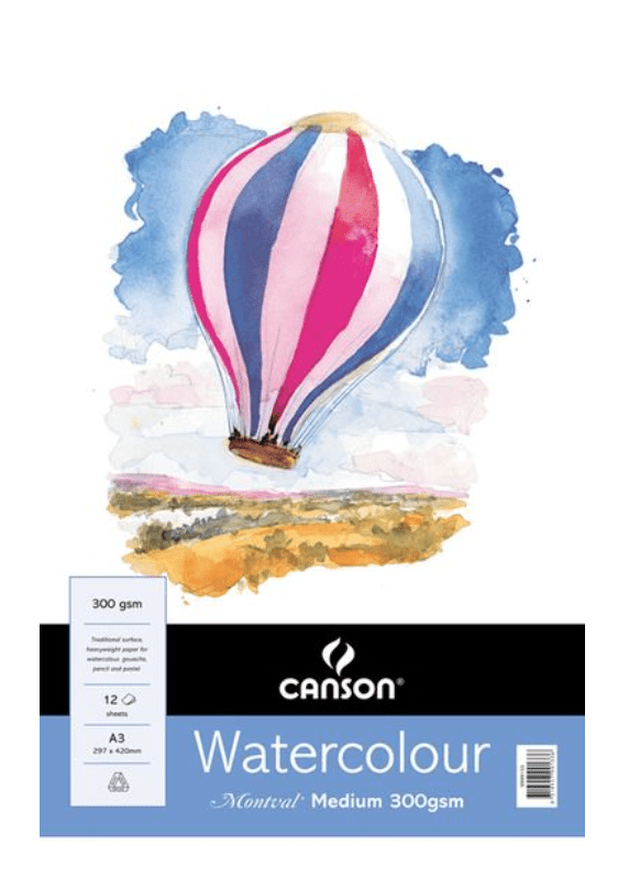 Canson Montval Watercolour Paper Pad - Medium or Rough (A5/A4/A3)