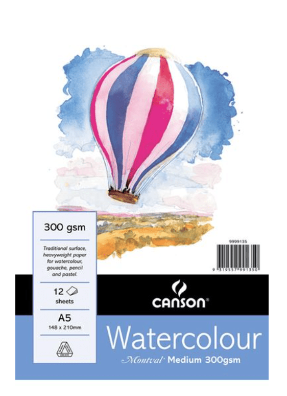 Canson Montval Watercolour Paper Pad - Medium or Rough (A5/A4/A3)