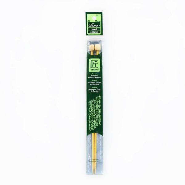 Clover "Takumi" Bamboo Single Point Knitting Needles - 23cm