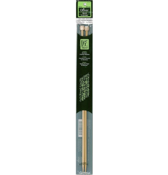 Clover "Takumi" Bamboo Single Point Knitting Needles - 33-35cm