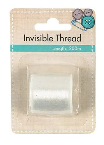 100% Nylon Invisible Clear Thread - 200 Metre Reels- 4 reels - Free UK Post