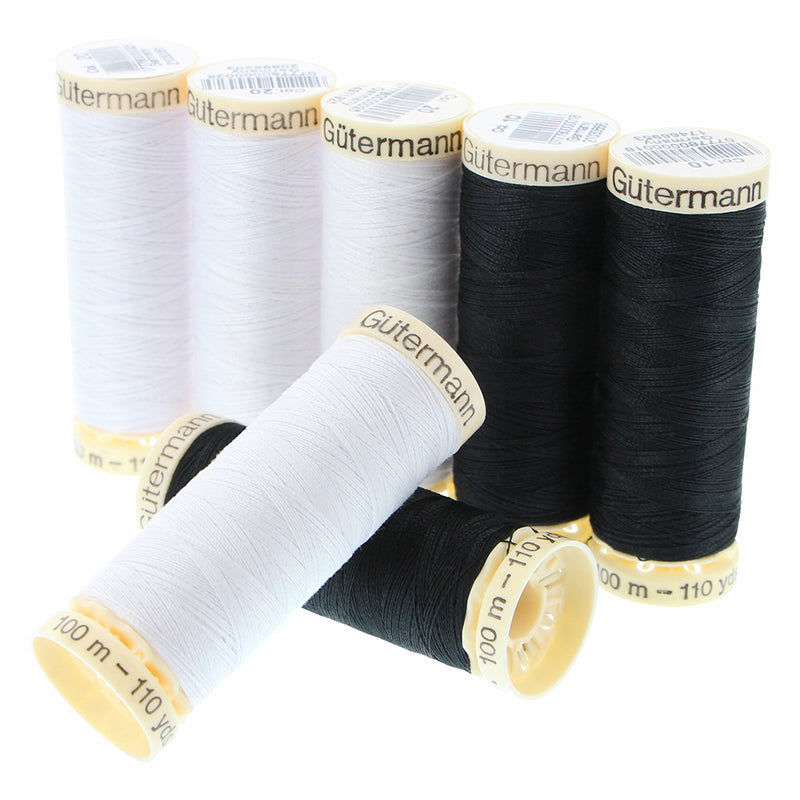 Gutermann Sew-All Polyester Sewing Thread - 72 x 100m Spools - Black & White