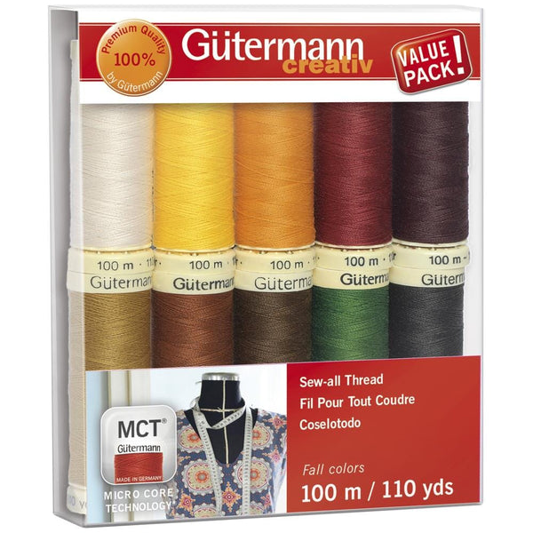 Gutermann Sew-All Polyester 100m Sewing Thread - Pack of 10