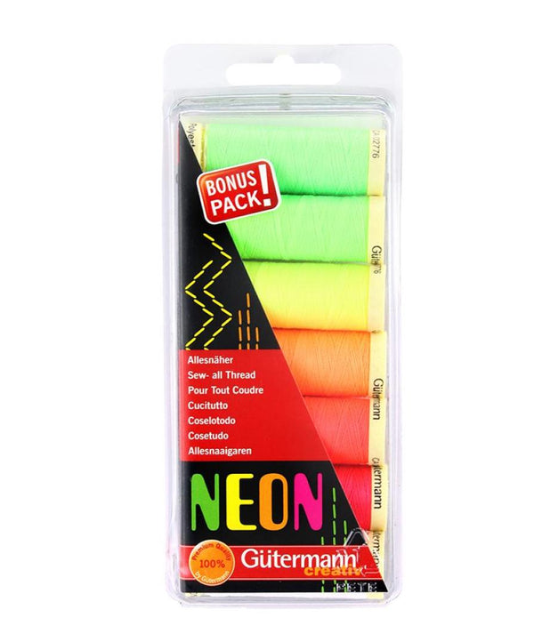 Gutermann Sew-All Polyester Sewing Thread - 7 x 100m Neon Pack