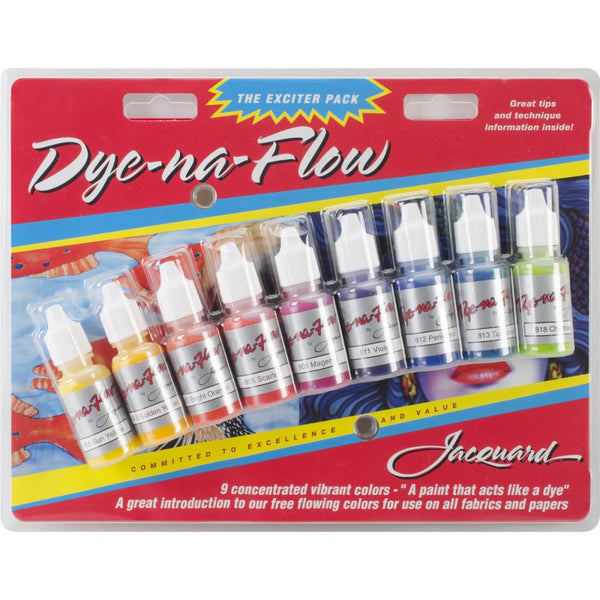 Jacquard Dye-Na-Flow Fabric Paint - Exciter Pack of 9