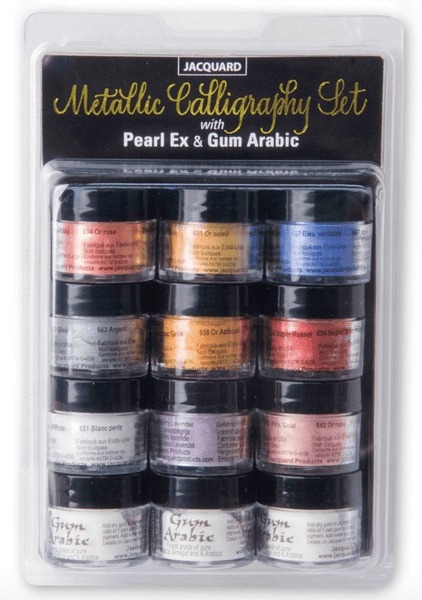 Jacquard Pearl Ex Metallic Calligraphy Set w Gum Arabic.