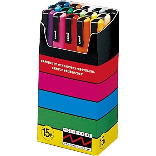 Uni Posca Paint Marker 1.3mm Fine Tip Pen (PC-3M) - Set of 15 Colours