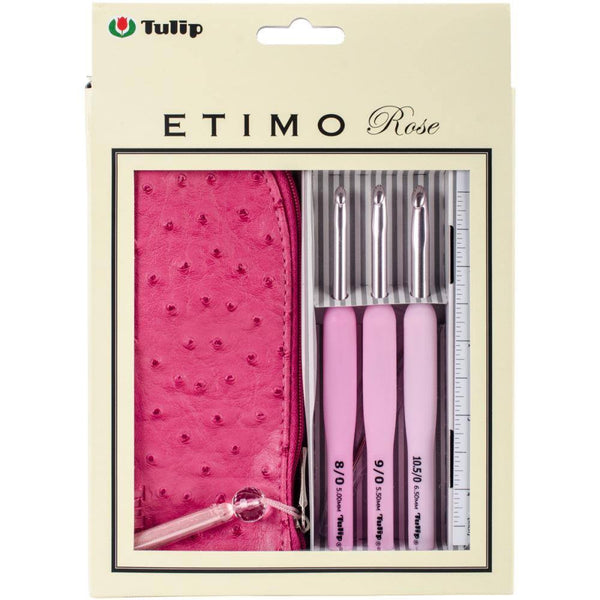 Tulip "Etimo" Rose Pink Crochet Hooks - Set of 3 w Case
