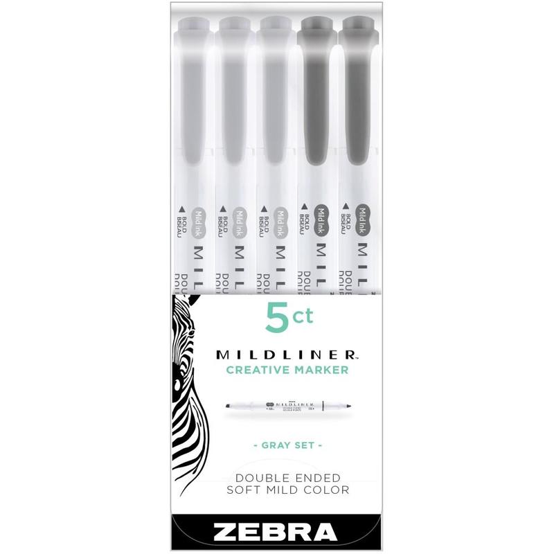 Zebra Mildliner Double Ended Highlighter Markers - Set of 5