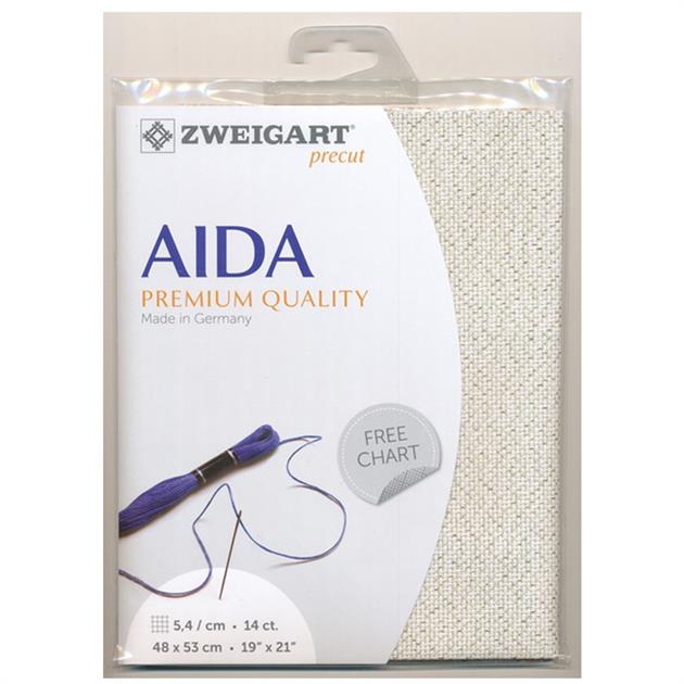 Zweigart Pre-cut Aida Cloth Fabric - Metallic 14 Count (48 x 54cm)