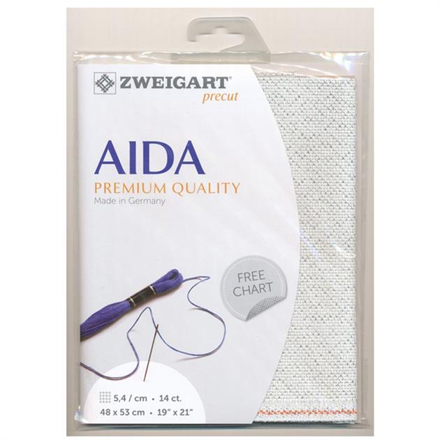Zweigart Pre-cut Aida Cloth Fabric - Metallic 14 Count (48 x 54cm)