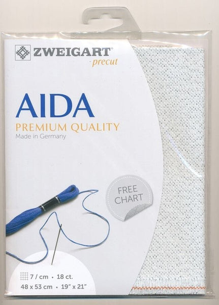 Zweigart Pre-cut Aida Cloth Fabric - Metallic 18 Count (48 x 54cm)
