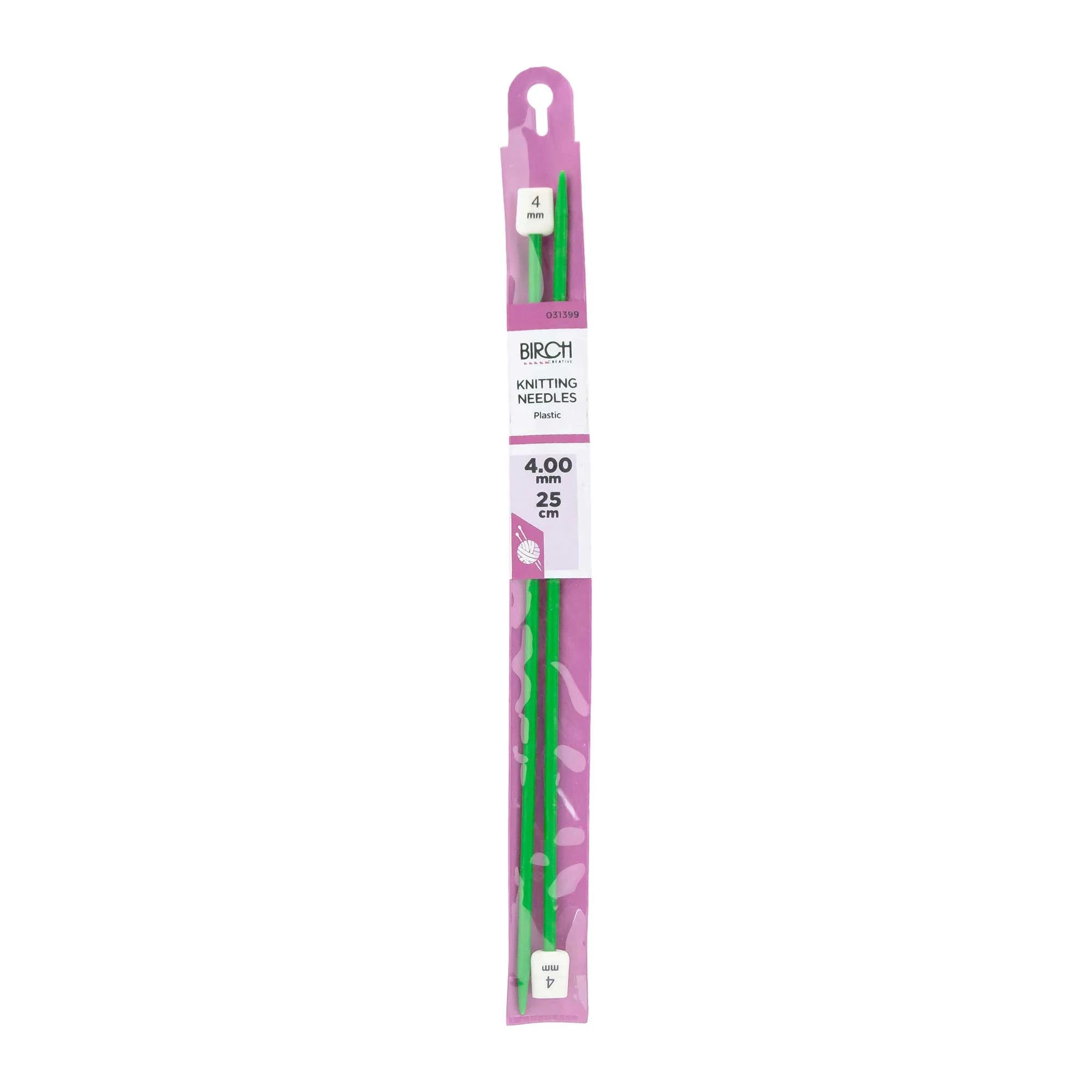 Birch 25cm (10") Plastic Single Point Knitting Needle Set