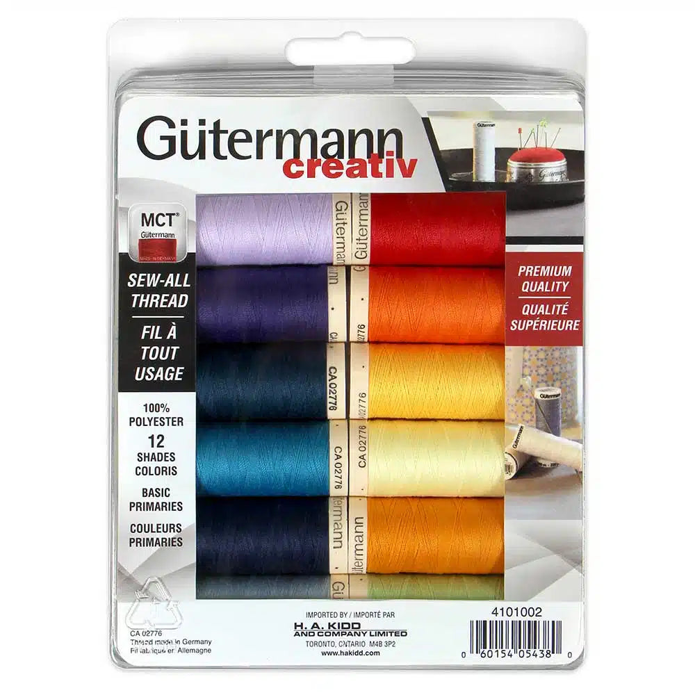 Gutermann 100m "Sew-All" Polyester Sewing Thread - Set of 12