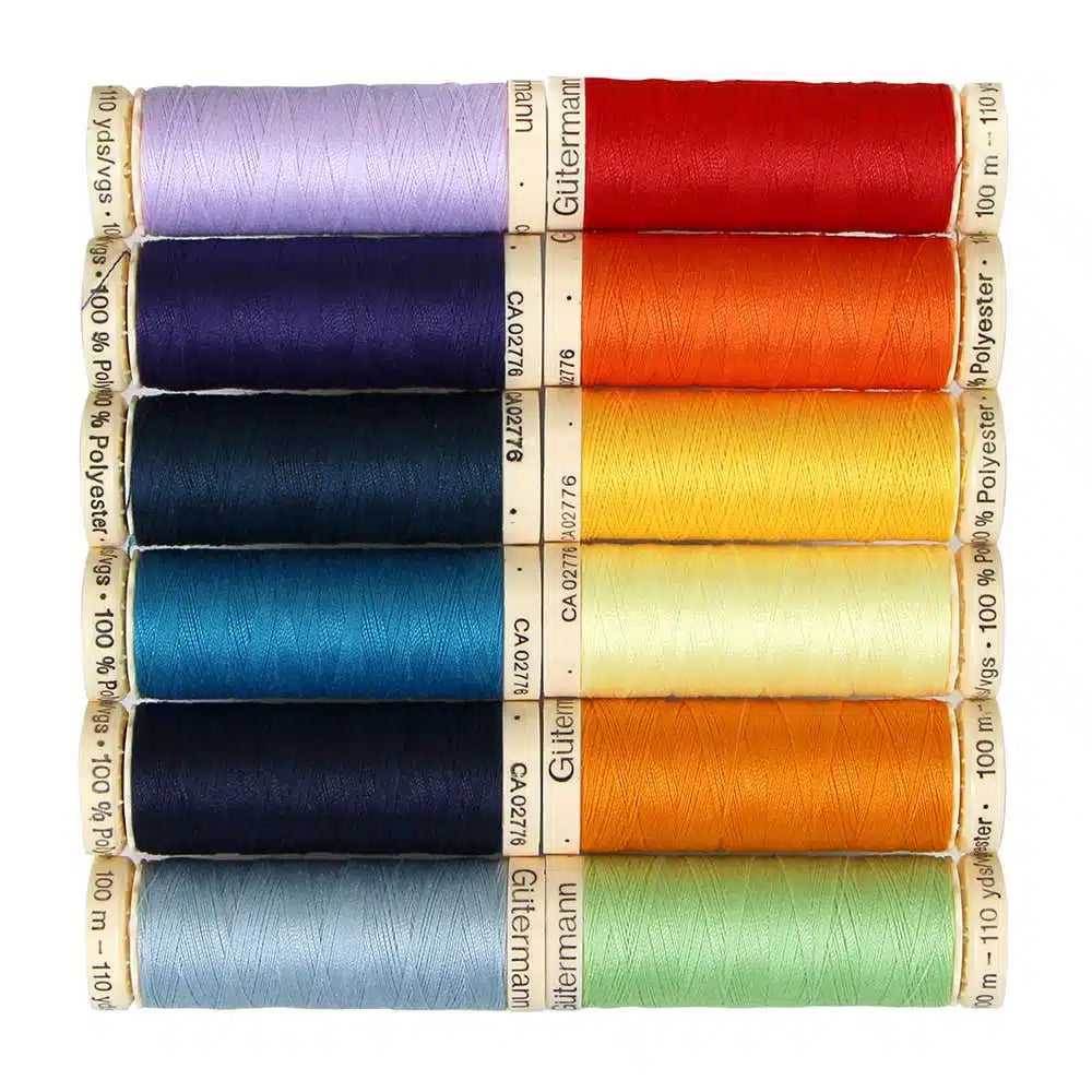 Gutermann 100m "Sew-All" Polyester Sewing Thread - Set of 12
