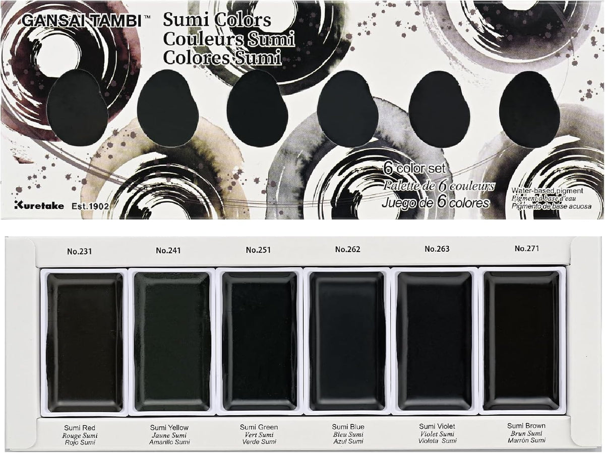 Kuretake Gansai Tambi Japanese Metallic Watercolour Paint - 6 Pan Set