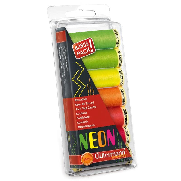 Gutermann Sew-All Polyester Sewing Thread - 7 x 100m Neon Pack