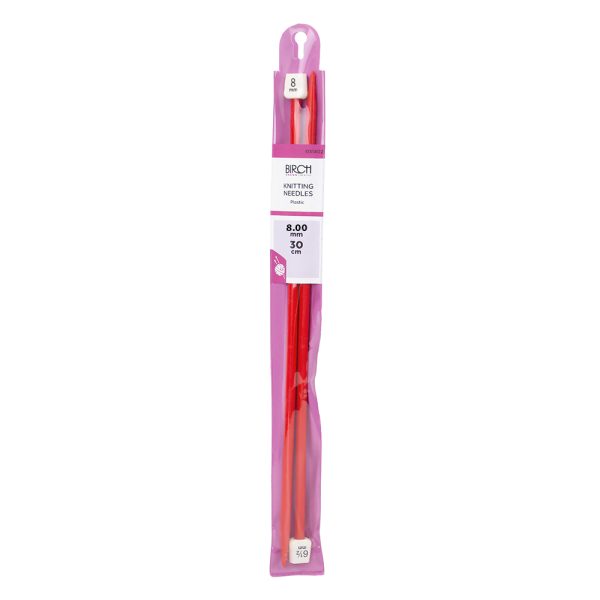 Birch 30cm (12") Plastic Single Point Knitting Needles (2.25mm - 10mm)