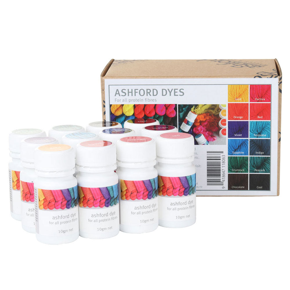 Ashford Specialist Protein Fibre Fabric Dye - 12 x 10g Pack