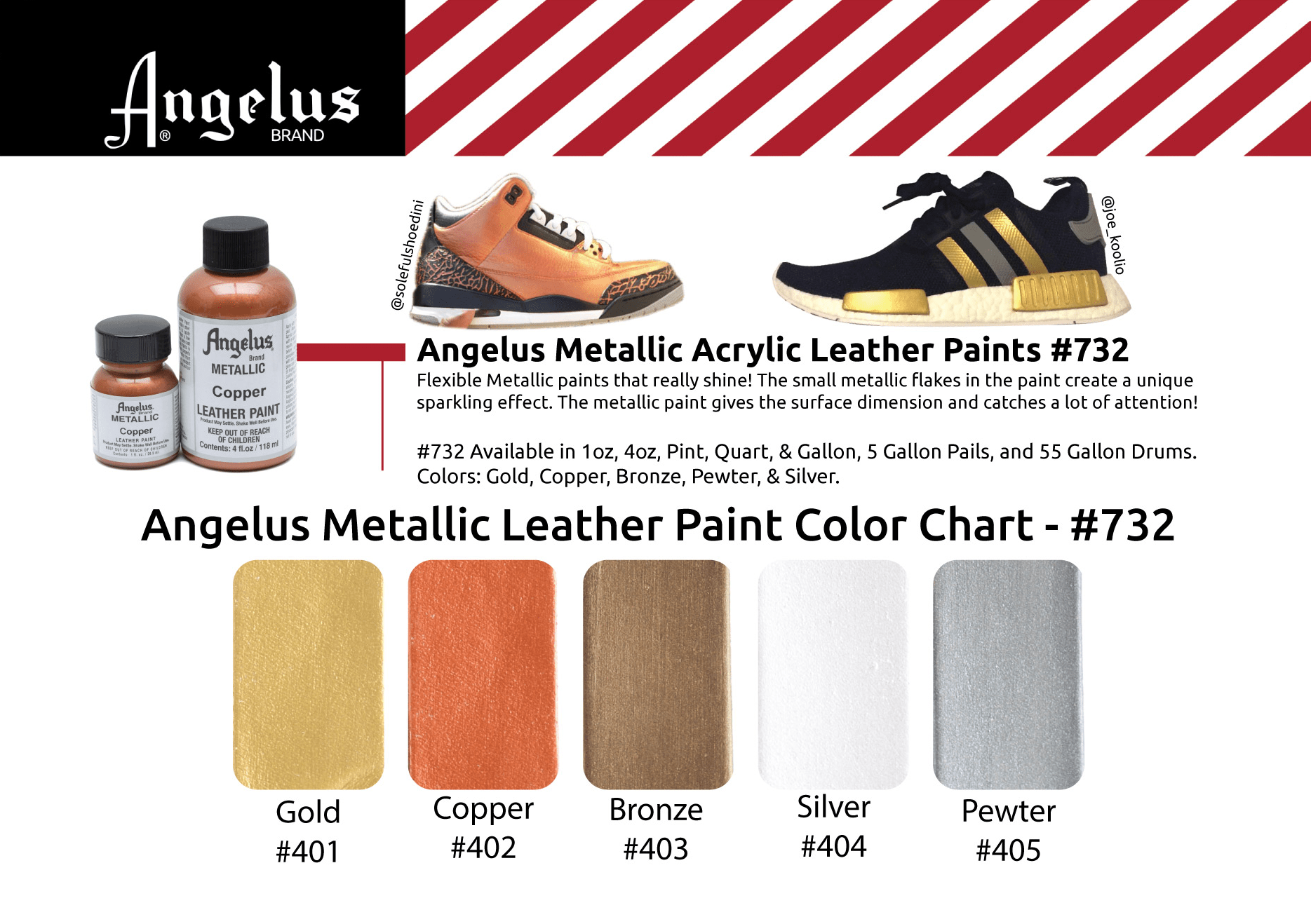Angelus 118ml (4oz) Acrylic Leather Paint - Metallic & Pearl Colours