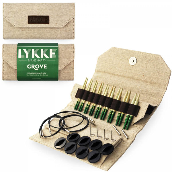 Lykke "Grove" 9cm (3.5") Bamboo Interchangeable Circular Knitting Needle Set - Beige