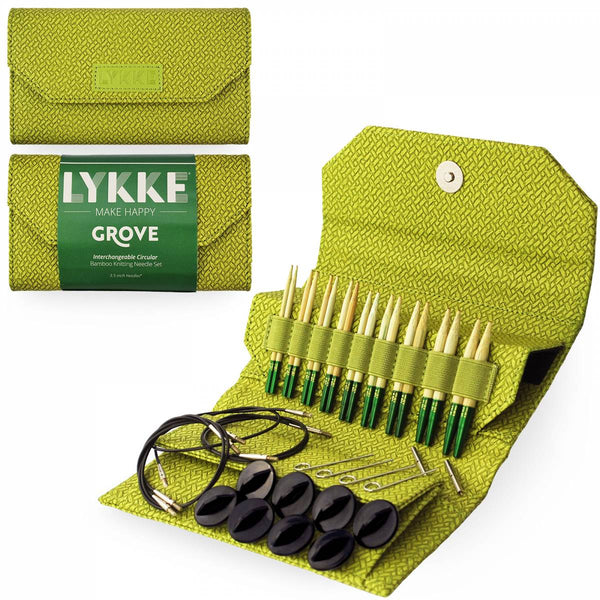 Lykke "Grove" 9cm (3.5") Bamboo Interchangeable Circular Knitting Needle Set - Green