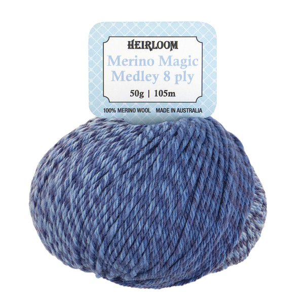 Heirloom 50g "Merino Magic Medley" 8-Ply 100% Wool Yarn