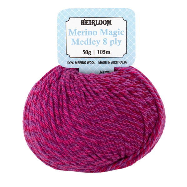 Heirloom 50g "Merino Magic Medley" 8-Ply 100% Wool Yarn
