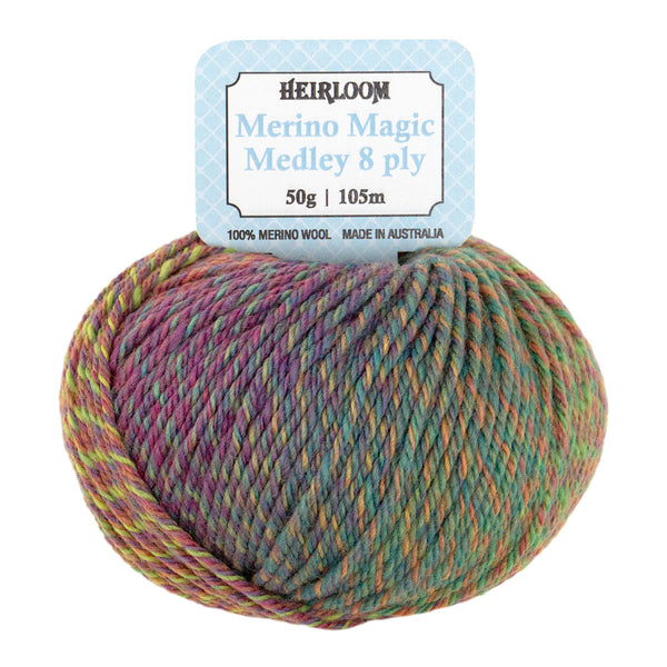 Heirloom 50g "Merino Magic Medley" 8-Ply 100% Wool Yarn