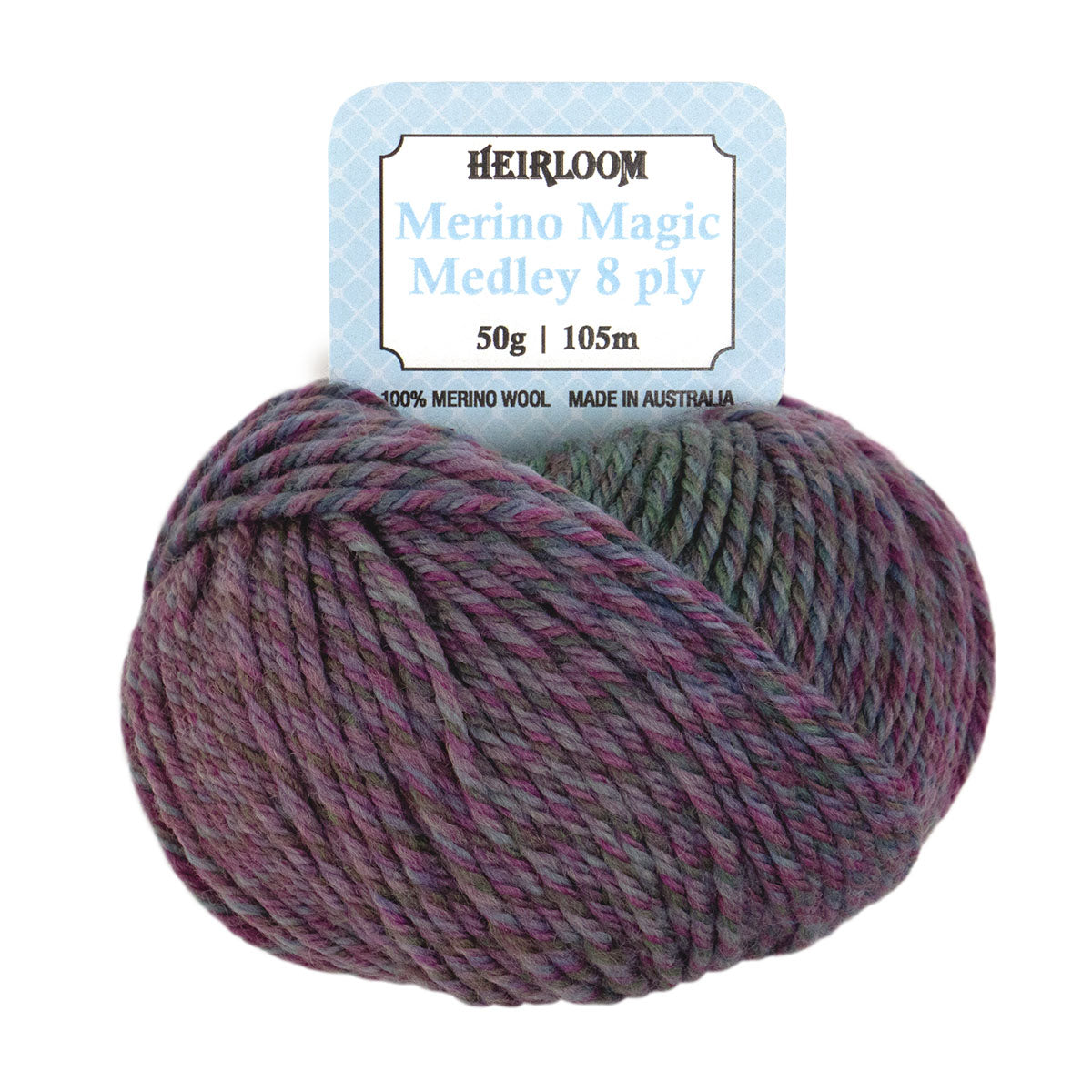 Heirloom 50g "Merino Magic Medley" 8-Ply 100% Wool Yarn