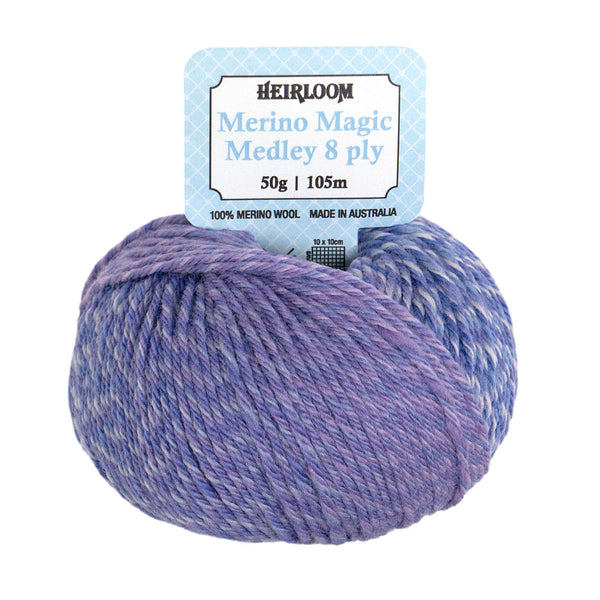 Heirloom 50g "Merino Magic Medley" 8-Ply 100% Wool Yarn