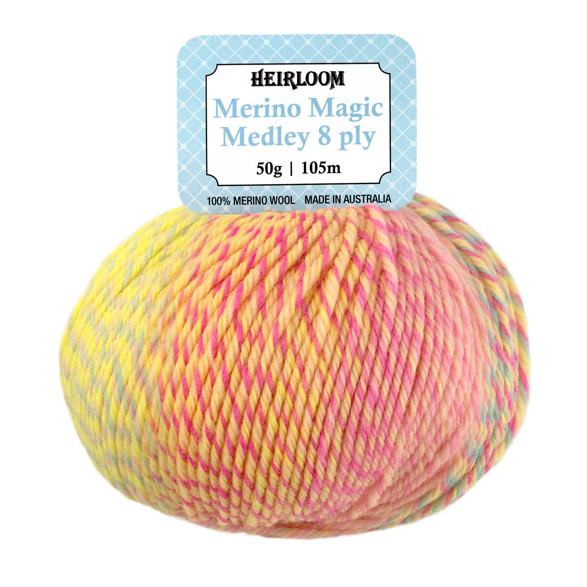 Heirloom 50g "Merino Magic Medley" 8-Ply 100% Wool Yarn