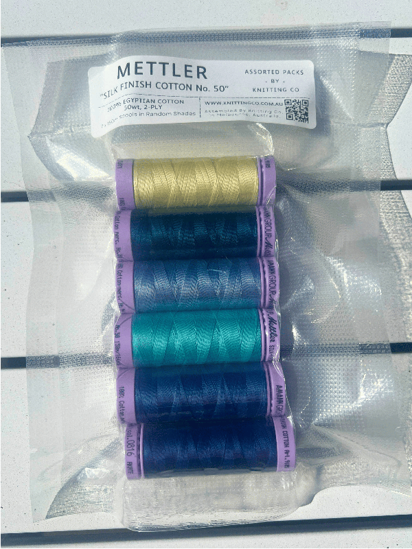 Assorted Pack - Mettler "Silk Finish Cotton No. 50" 150m Embroidery Thread - 6 x Shades