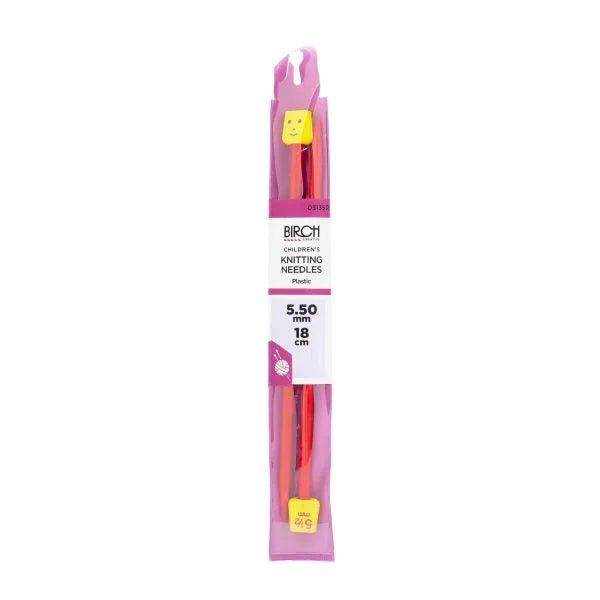 Birch 18cm (7") "Kids" Plastic Single Point Knitting Needles