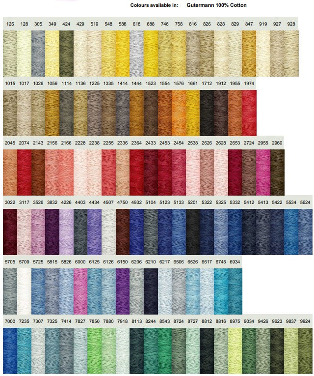 Gutermann Natural Cotton Sewing Thread - 100m Reel (Shades #0001 - #1499)