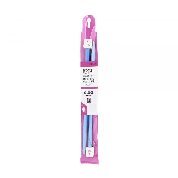 Birch 18cm (7") "Kids" Plastic Single Point Knitting Needles