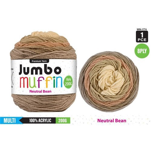 Everyday 200g "Jumbo Muffin" 8-Ply Acrylic Knitting Yarn - Choose Your Colour