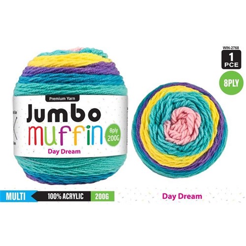 Everyday 200g "Jumbo Muffin" 8-Ply Acrylic Knitting Yarn - Choose Your Colour