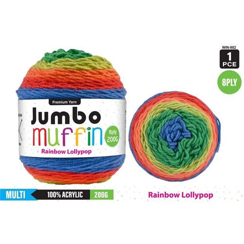 Everyday 200g "Jumbo Muffin" 8-Ply Acrylic Knitting Yarn - Choose Your Colour