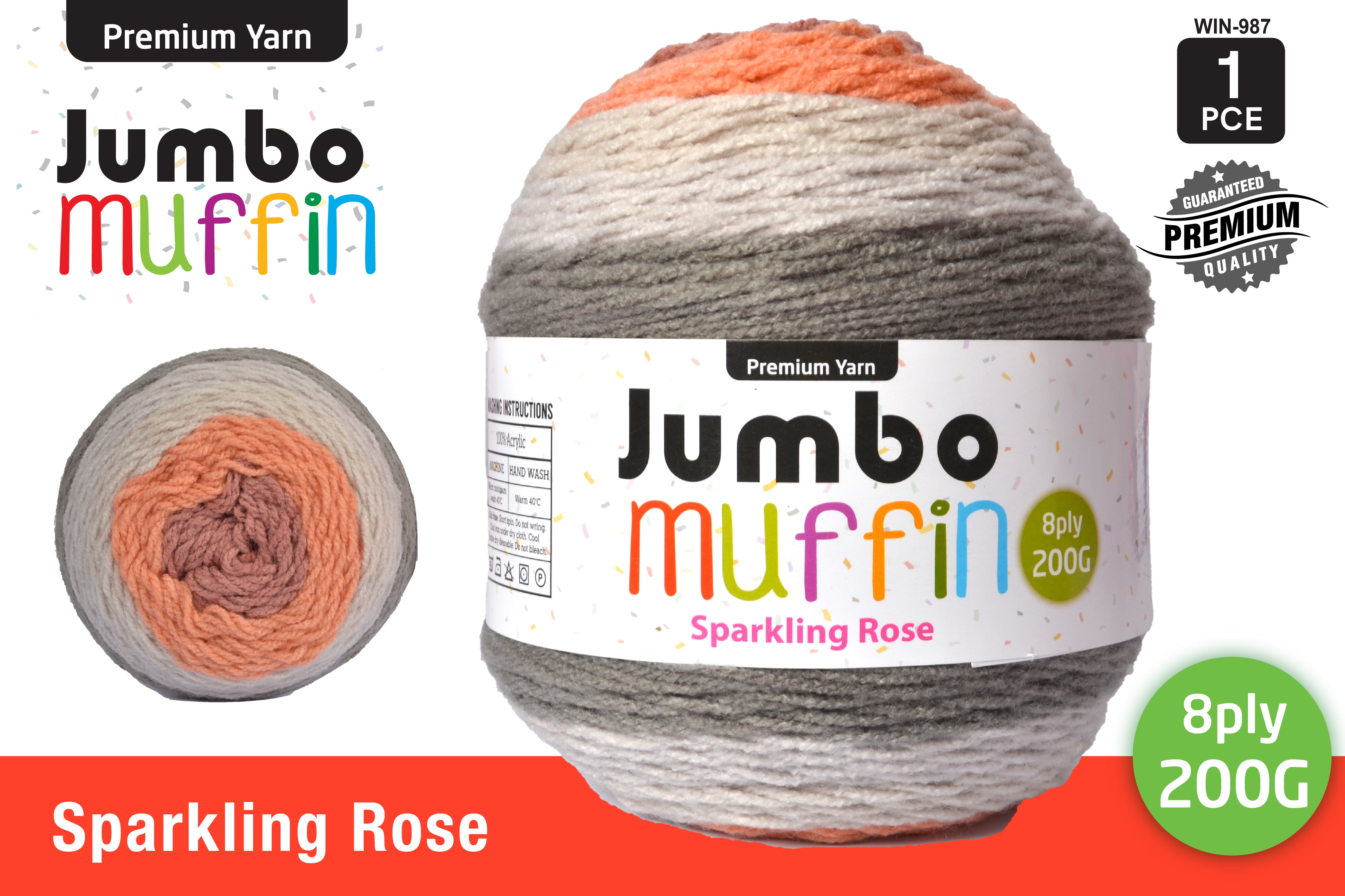 Everyday 200g "Jumbo Muffin" 8-Ply Acrylic Knitting Yarn - Choose Your Colour