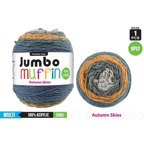 Everyday 200g "Jumbo Muffin" 8-Ply Acrylic Knitting Yarn - Choose Your Colour