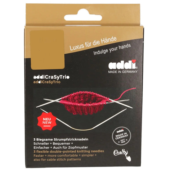 Addi "CraSy Trio" Flexible Double Point Knitting Needles - Short (21cm)