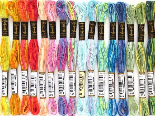 Assorted Pack - Anchor "Stranded Cotton Multicolour" Embroidery Floss - 7 x Skeins