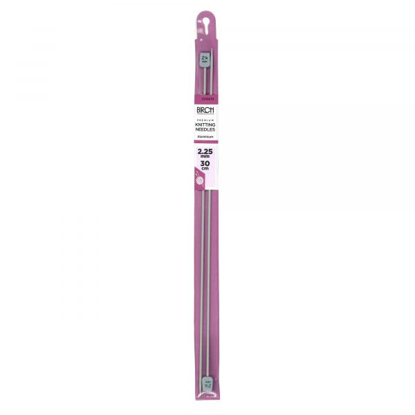 Birch 30cm (12") Premium Aluminium Single Point Knitting Needles - Choose Your Size