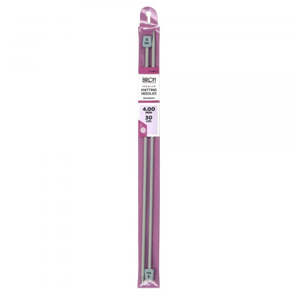 Birch 30cm (12") Premium Aluminium Single Point Knitting Needles - Choose Your Size