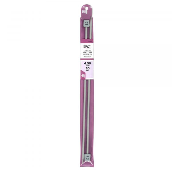 Birch 30cm (12") Premium Aluminium Single Point Knitting Needles - Choose Your Size